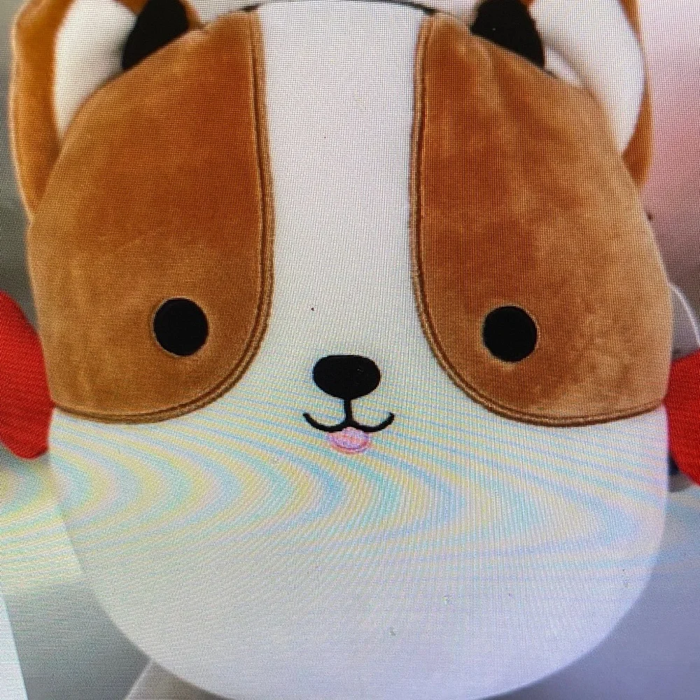 Plush Puppy Dog Toy — White and Brown Soft Squeaky Plush